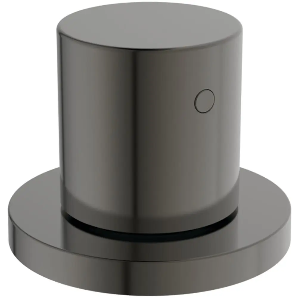 Hochglänzender Umsteller in Magnetgrau von Ideal Standard, mit runder Basis und seitlichem Schalter. Geometrisches Design, geeignet für moderne Badezimmer.